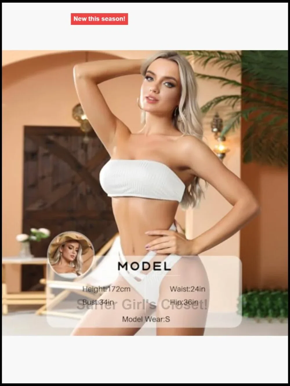 Bandeau Bikini Set Strapless Two Piece Cheeky Bottom Swimwear
